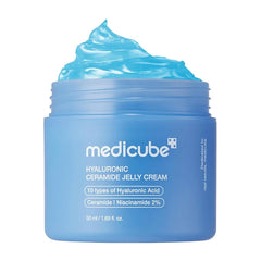 Medicube Hyaluronic Ceramide Jelly Cream official outer box packaging on a clean white background.