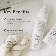 Fine milky cloud spray pattern of Dr Althea 345 cream mist being spritzed onto skin