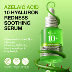 Lightweight watery green texture of Anua Azelaic Acid serum being applied to skin